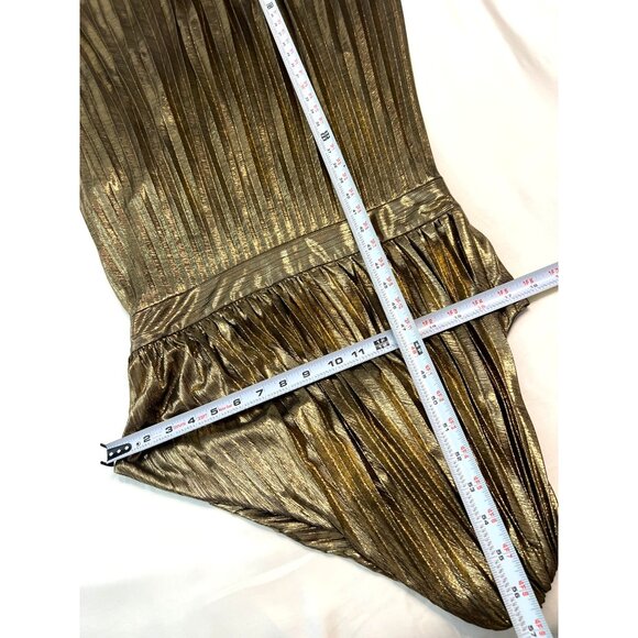 Metallic One-Shoulder Pleated Dress Prom Evening Gown Womens Party Wear Size L - Picture 11 of 15